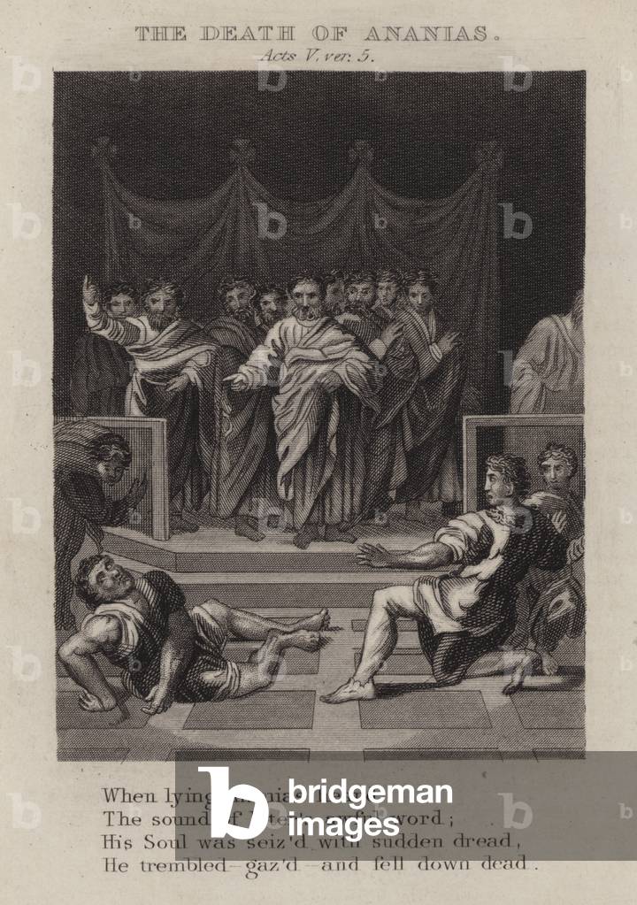 The death of Ananias, Acts V, ver 5 (engraving)