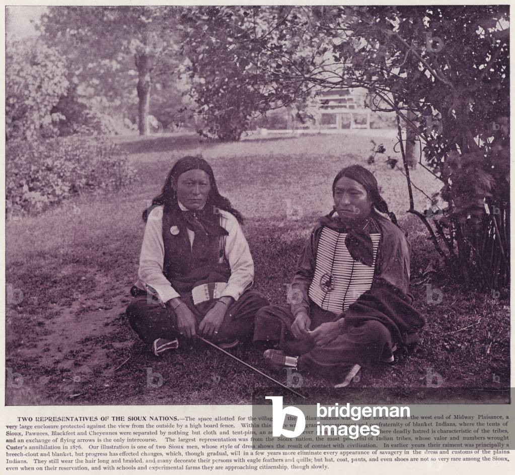 Chicago World's Fair, 1893: Two Representatives of the Sioux Nations (b/w photo)
