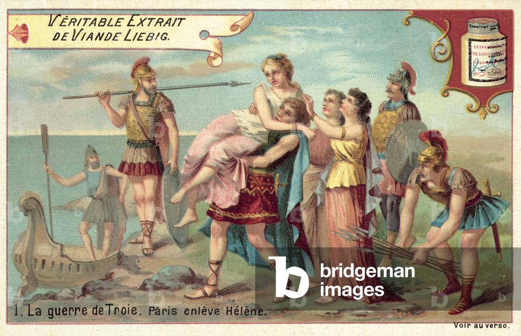 Paris carries off Helen (chromolitho)