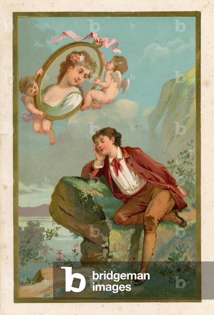 Daydream of a lovestruck young man (chromolitho)