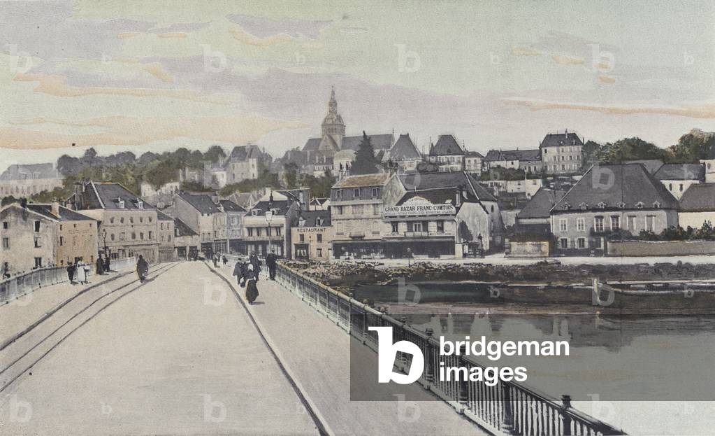 Gray, Vue generale, prise de la rive d de la Saone (colour photo)