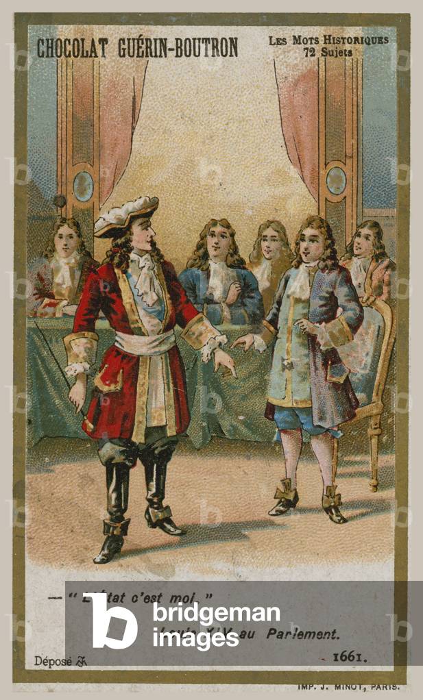 Chocolat Guerin-Boutron trade card, Historic Words series (chromolitho)