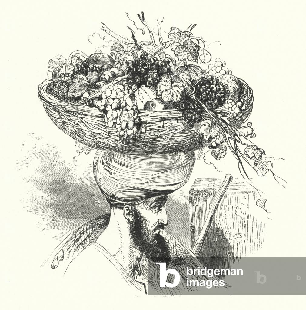 'Abd-Allah of the Land carrying a Basket of Fruit (engraving)