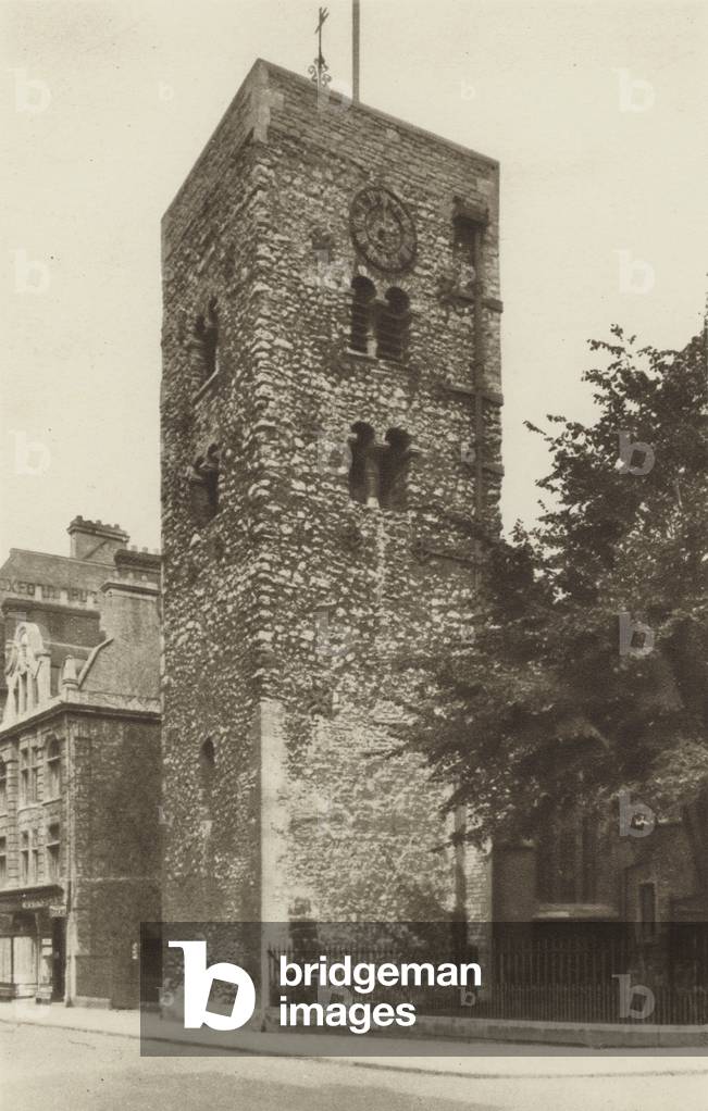 The Early Norman Tower of St Michael's Church (b/w photo)