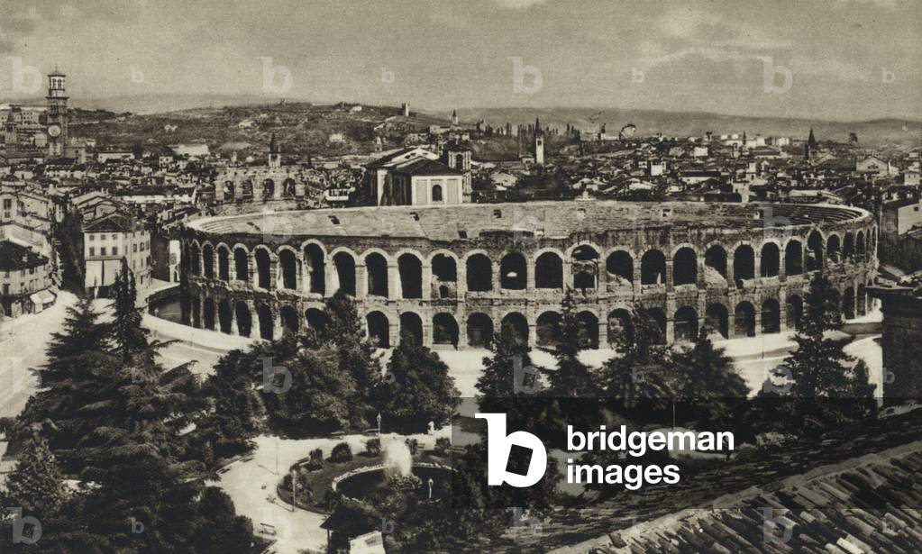 Italy, Verona, the arena (b/w photo)