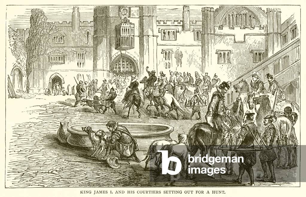 King James I and his Courtiers setting out for a Hunt (engraving)