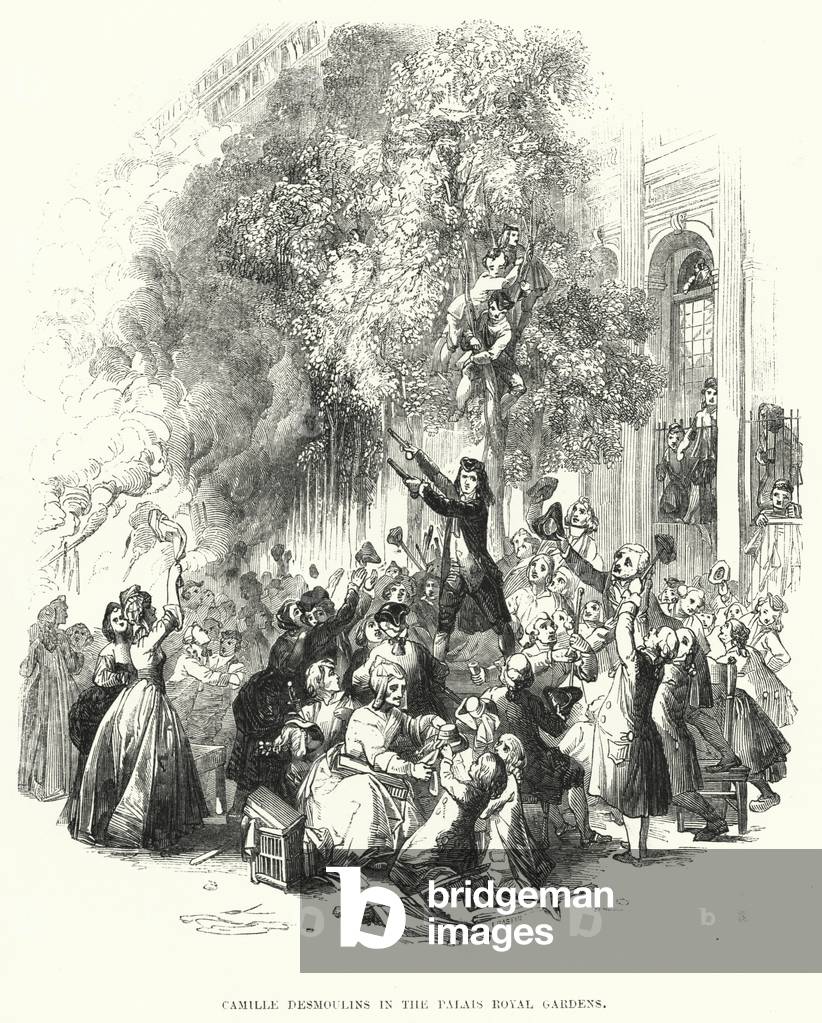 Camille Desmoulins in the Palais Royal Gardens (engraving)