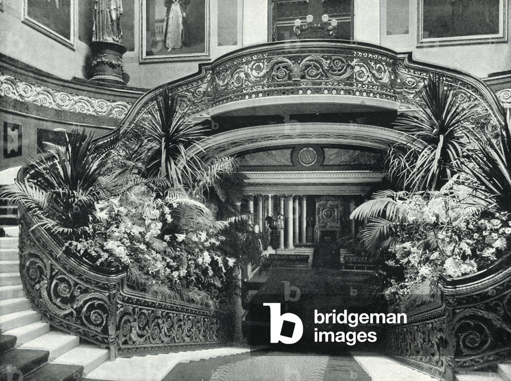 Buckingham Palace, the Grand Staircase (b/w photo)