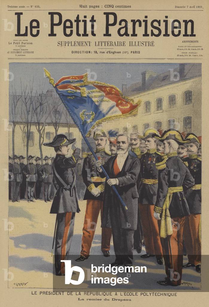 The President of France at the Ecole Polytechnique, Paris (colour litho)