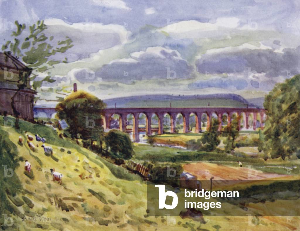 Whalley, the Viaduct (colour litho)