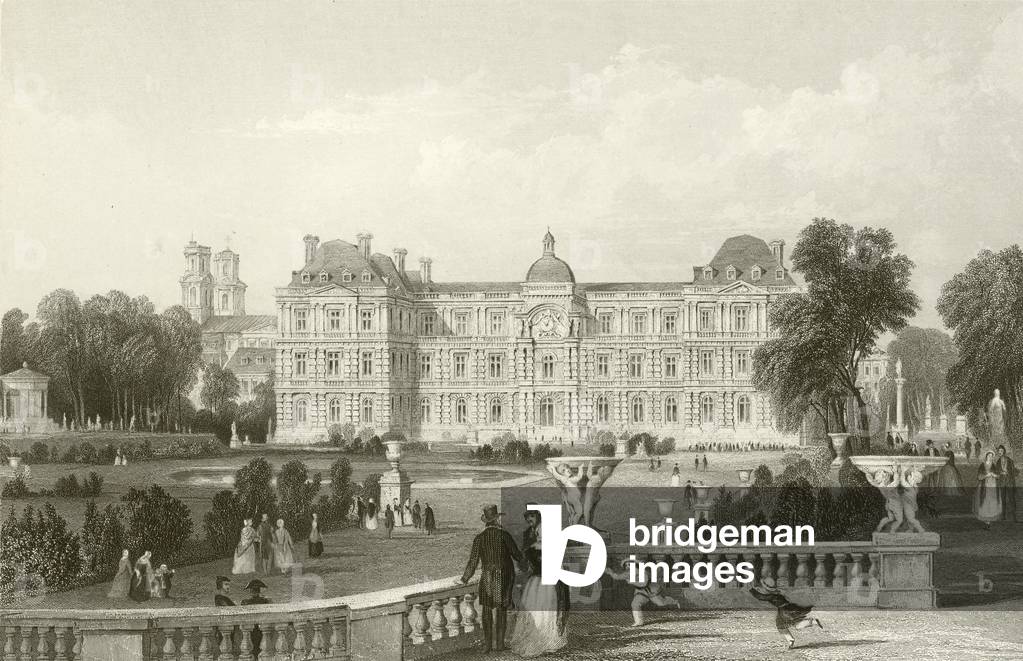 Garden - Front of the Luxembourg - Paris (engraving)