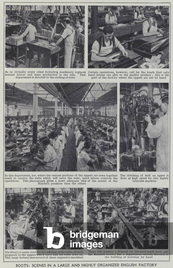 Boots, Scenes in a large and highly organized English factory (b/w photo)