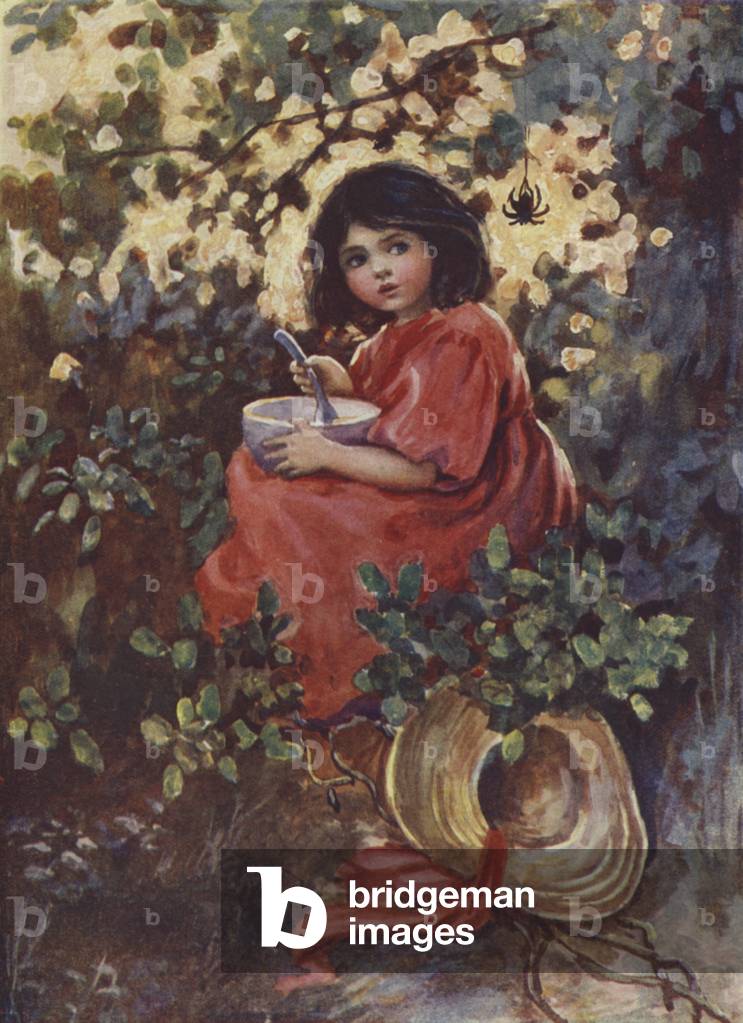 Little Miss Muffet (colour litho)