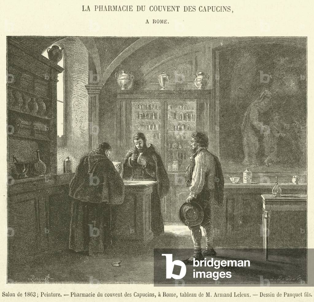 Salon de 1863, Peinture, Pharmacie du couvent des Capucins, a Rome (engraving)