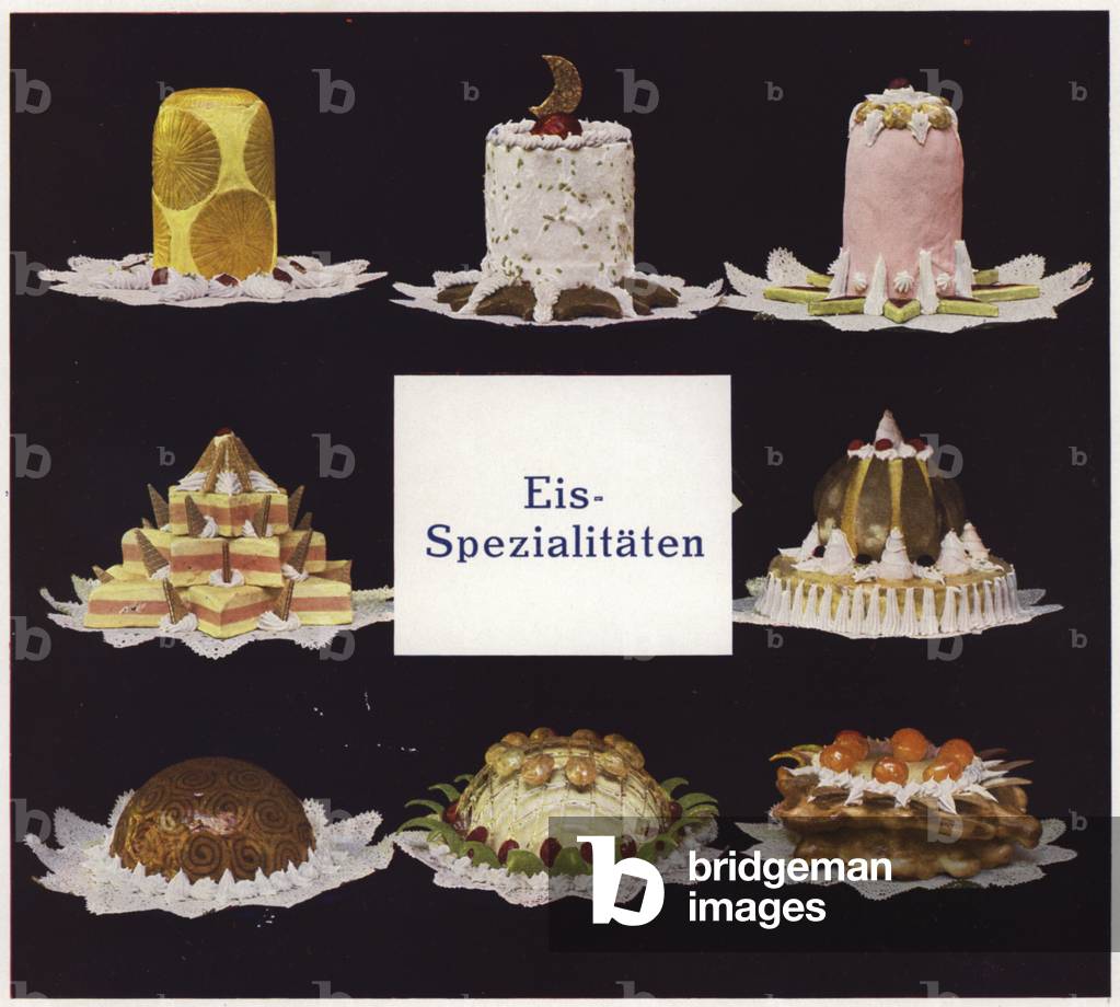 Fancy ice cream dessert pieces (photo)