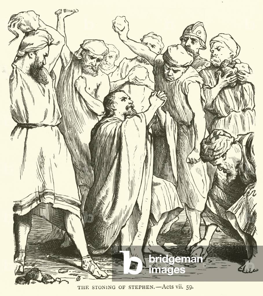 The stoning of Stephen, Acts, vii, 59 (engraving)