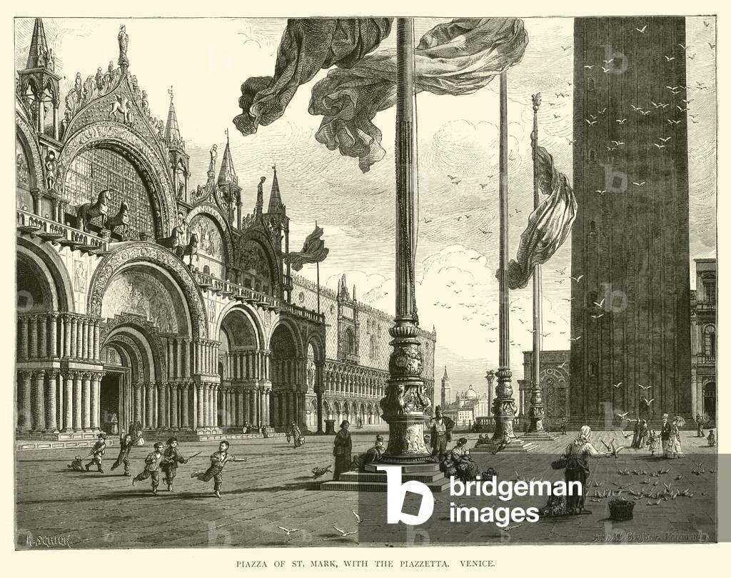Piazza of St Mark, with the Piazzetta, Venice (engraving)