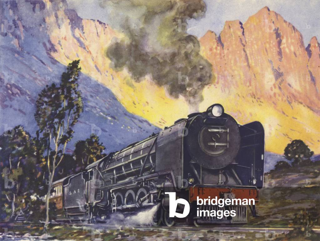 Union of South Africa, Union Express (Capetown-Johannesburg) Class 15F, 4-8-2 Locomotive (colour litho)