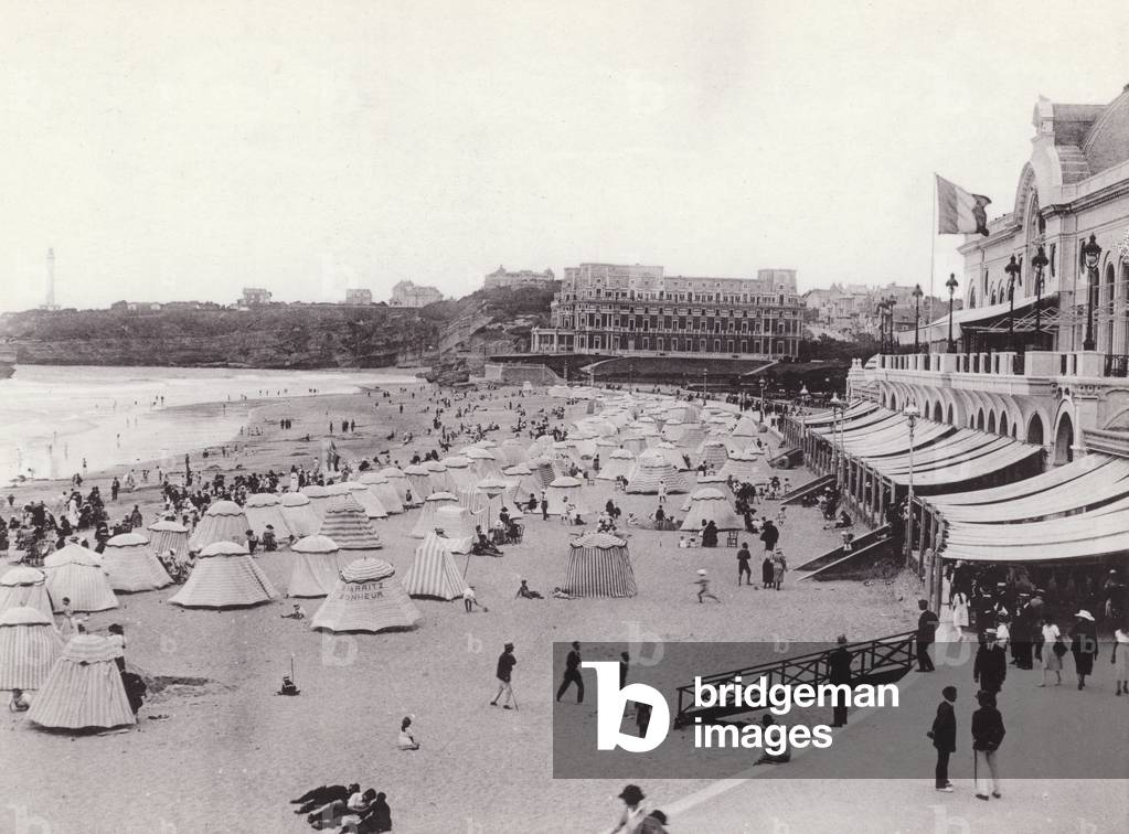 Biarritz, La Plage et le Casino Municipal (b/w photo)
