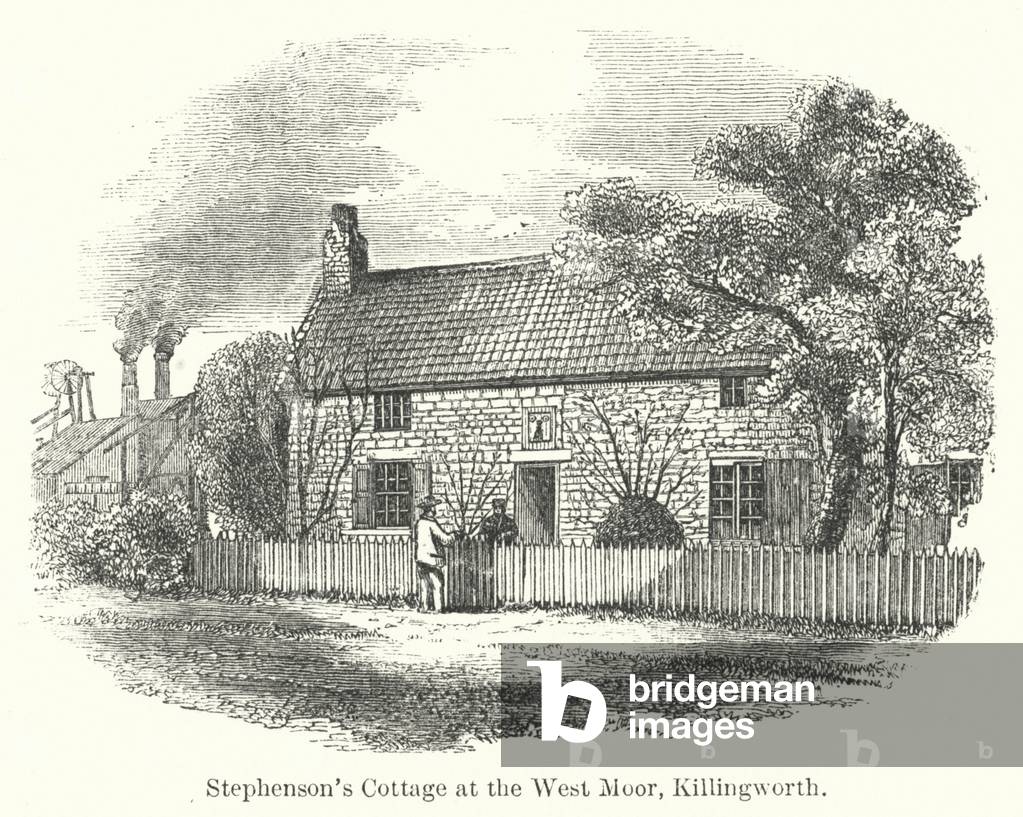 Stephenson's Cottage at the West Moor, Killingworth (engraving)
