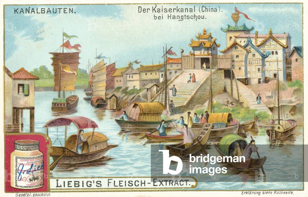 Grand Canal, Hangzhou, China (chromolitho)