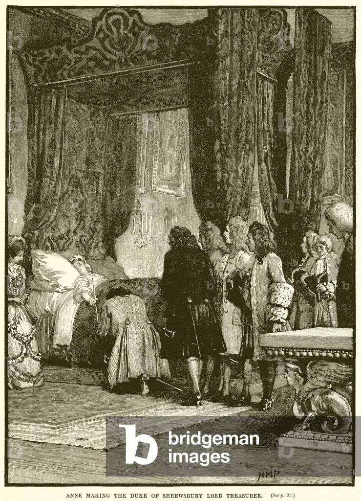 Anne making the Duke of Shrewsbury Lord Treasurer (engraving)
