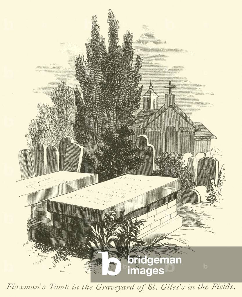Flaxman's Tomb in the Graveyard of St Giles's in the Fields (engraving)