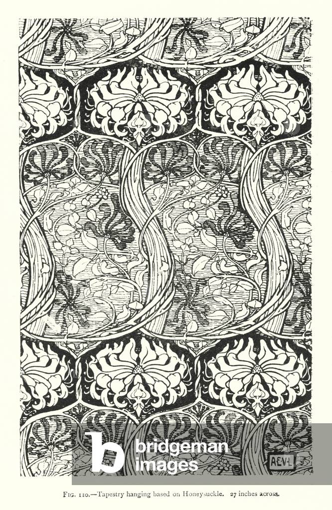 Tapestry hanging based on Honeysuckle; 27 inches across (engraving)