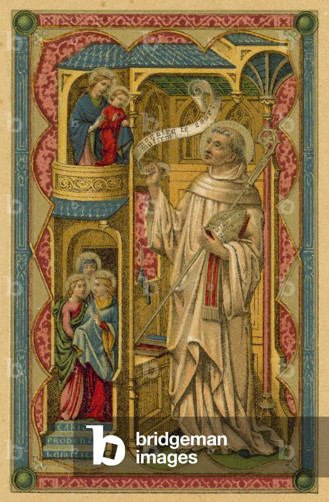 S Bernardus Abbas Claravallis (colour litho)