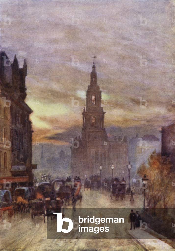 St Mary-le-Strand (colour litho)