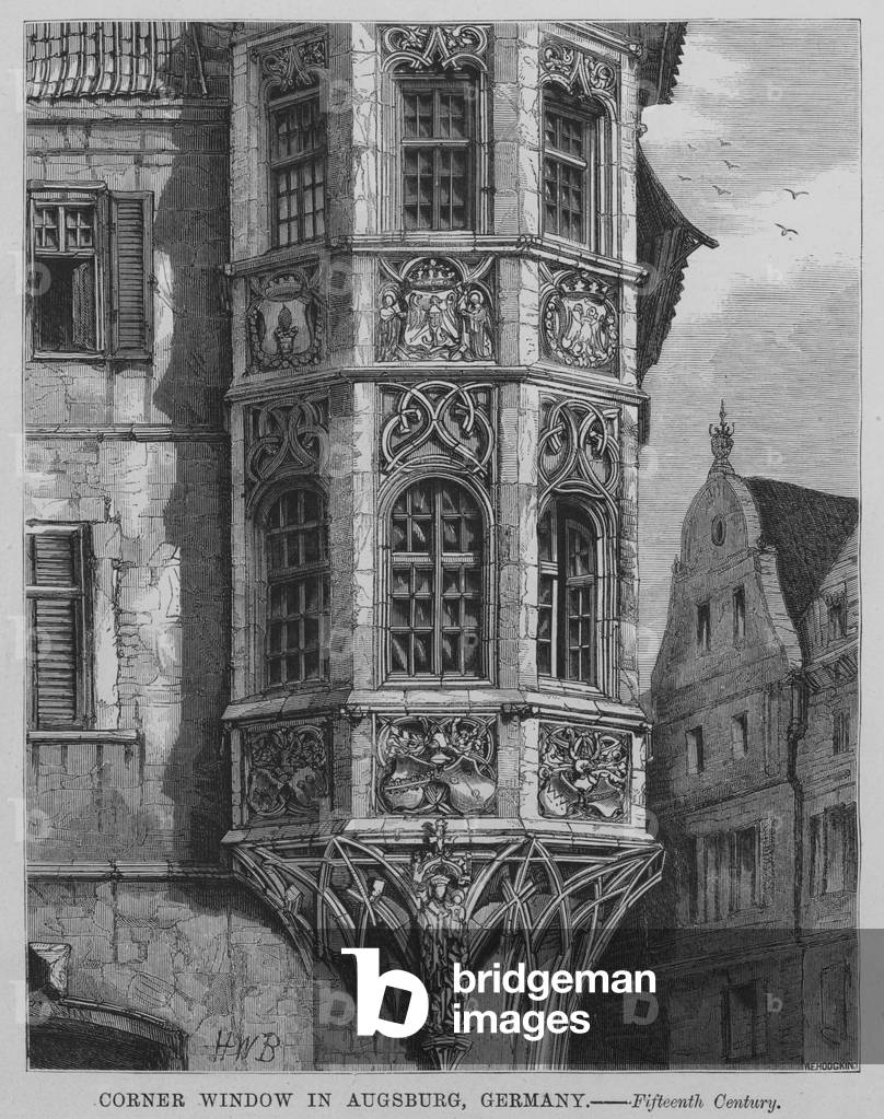 Corner Window in Augsburg, Germany (engraving)