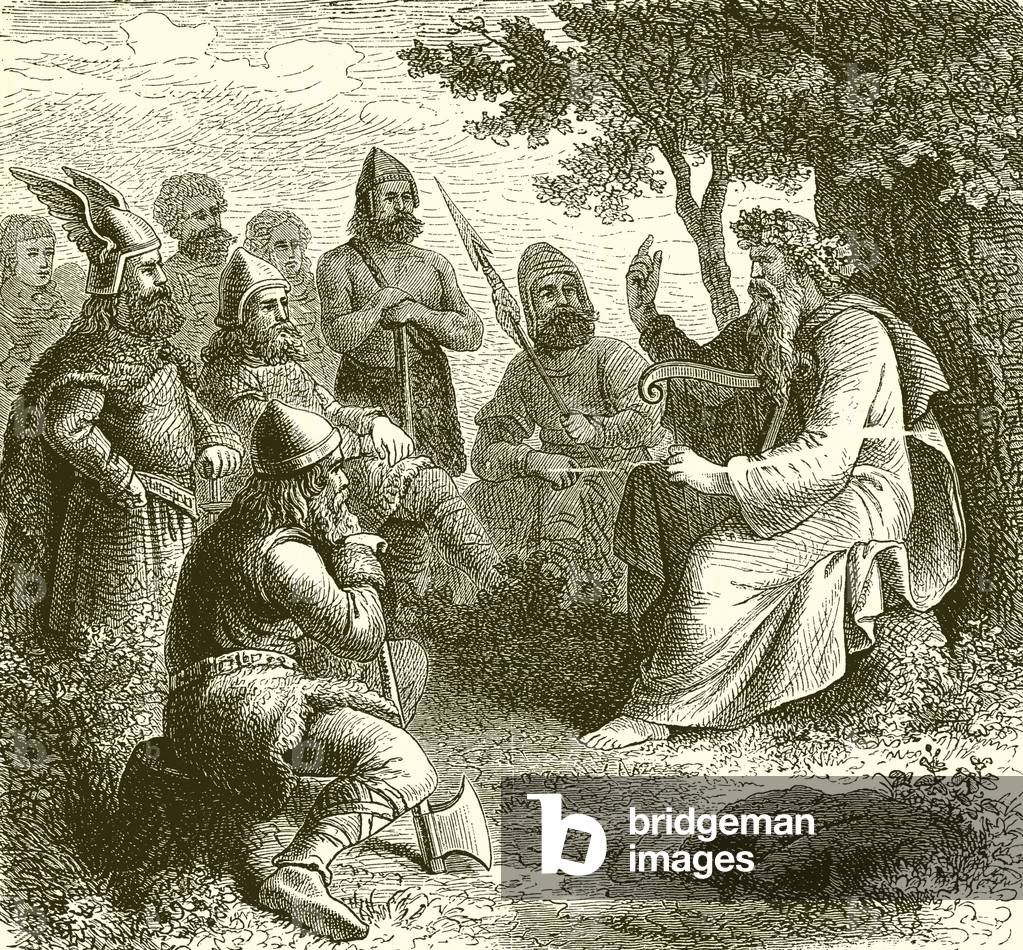 A Bard Singing the Deeds of Teuton Warriors (engraving)