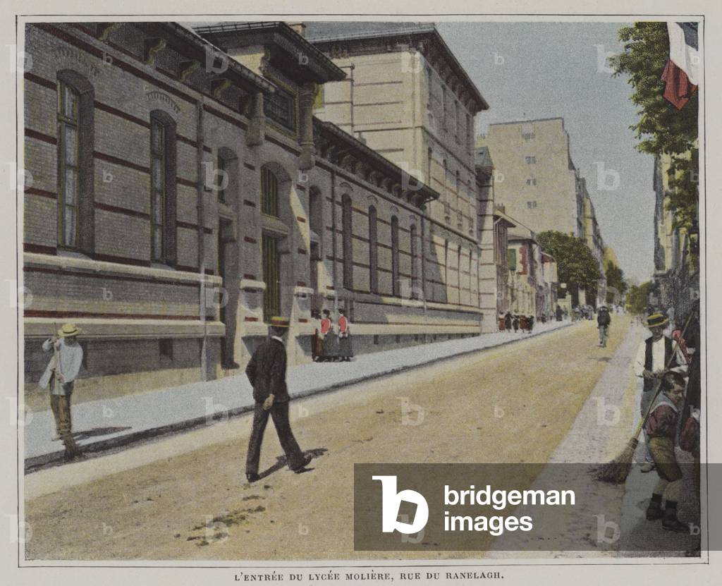 Entrance of the Lycee Moliere, Rue de Ranelagh, Paris (colour photo)