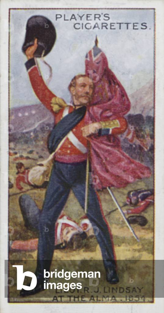 Victoria Cross: Lieut R J Lindsay (afterwards Col Lord Wantage, KCB), at the Alma, 1854 (colour litho)