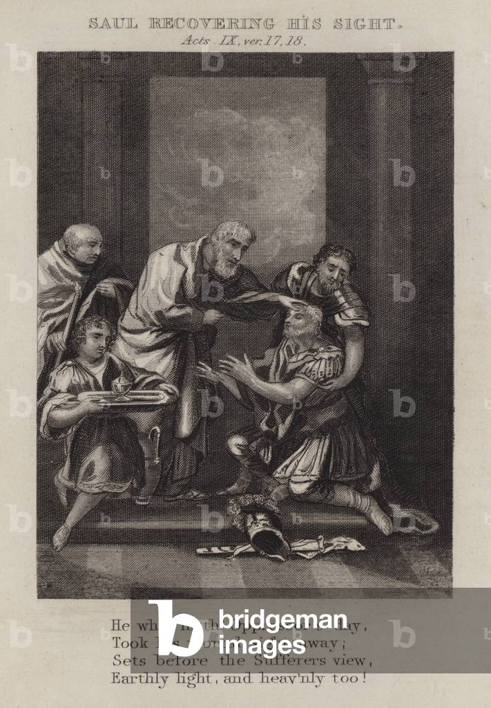Saul recovering his sight, Acts IX, ver 17, 18 (engraving)