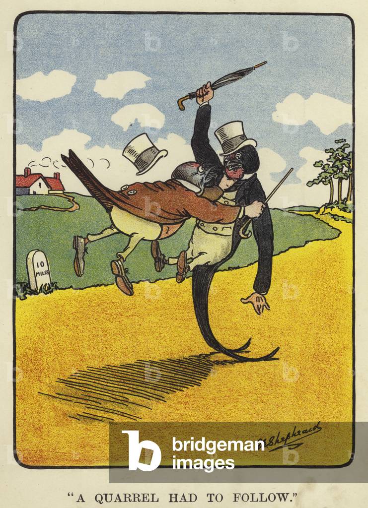 Illustration for Bubbles in Birdland (colour litho)