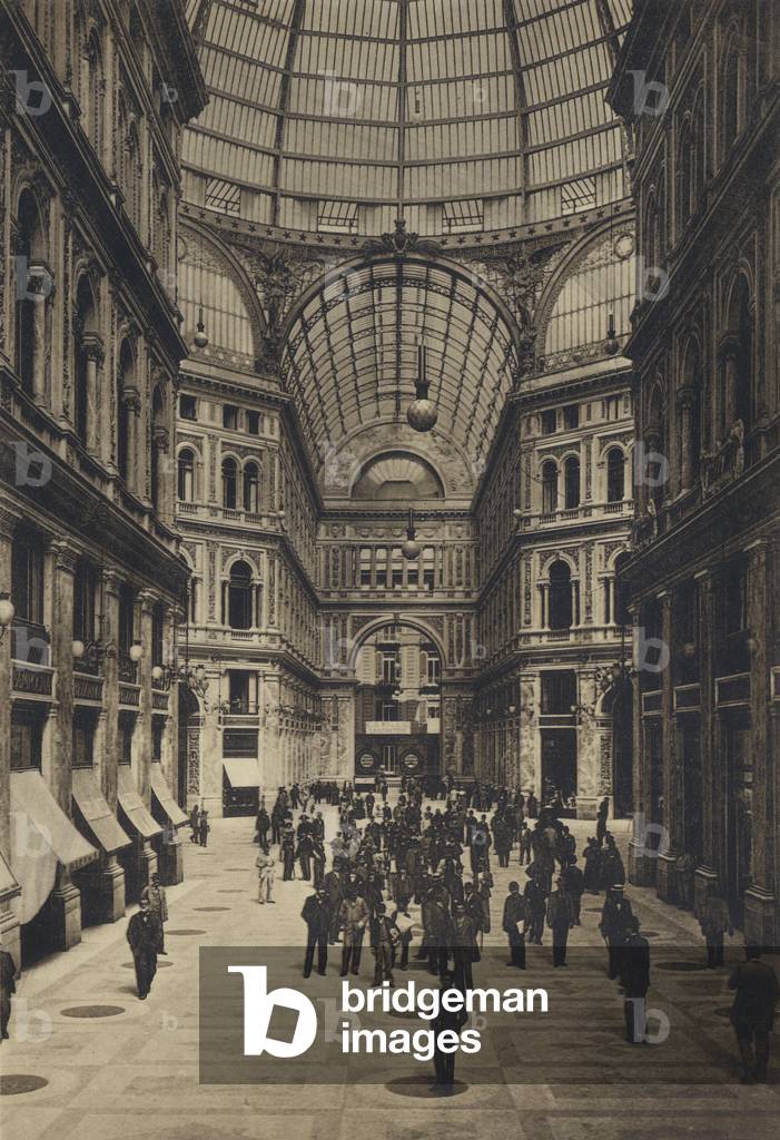 Naples: Interno Galleria Umberto I (b/w photo)