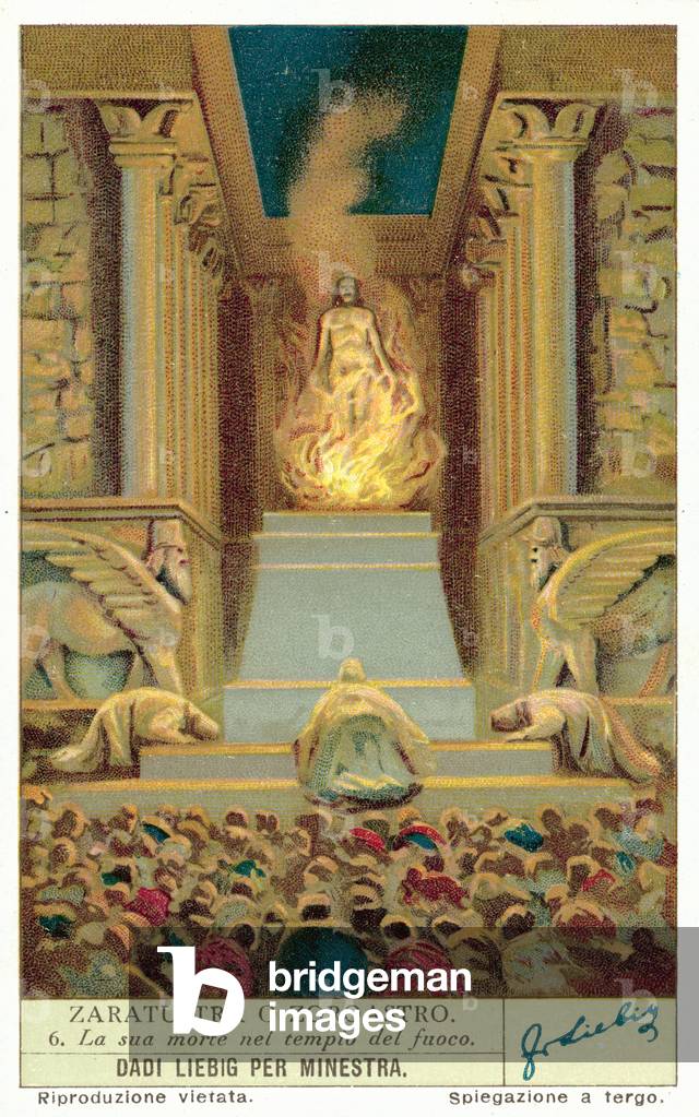 The death of Zoroaster in the Fire Temple (chromolitho)
