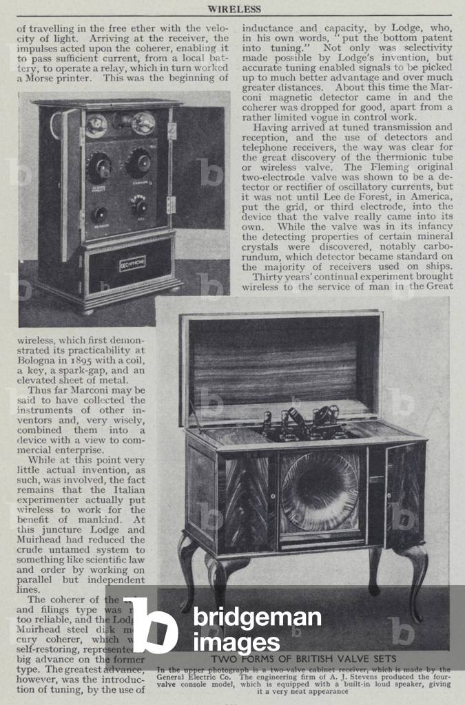 Two forms of British valve sets (b/w photo)