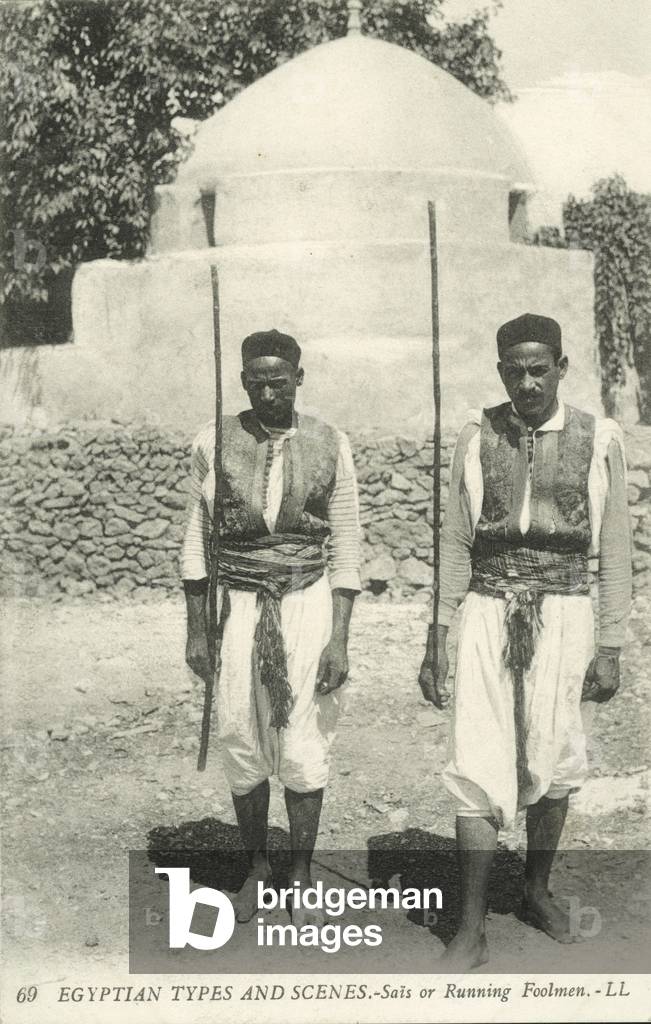 Egyptian Types and Scenes, Sais or Running Foolmen (b/w photo)