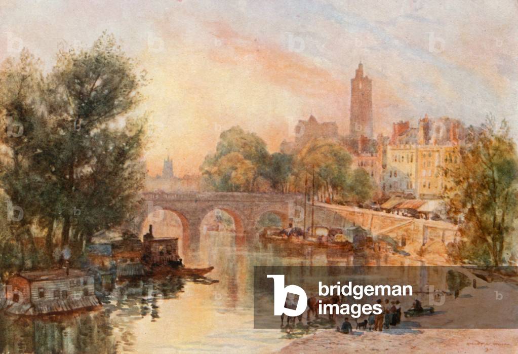 The Pont Marie, Paris (colour litho)