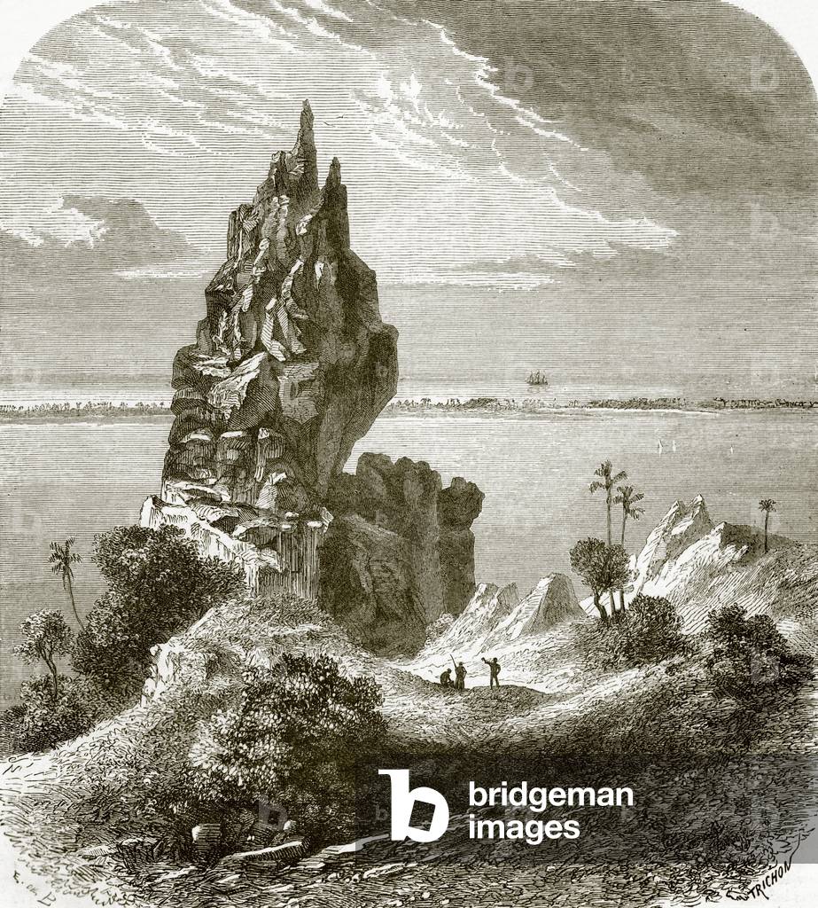 Pinnacle and coral reef, Bora-Bora