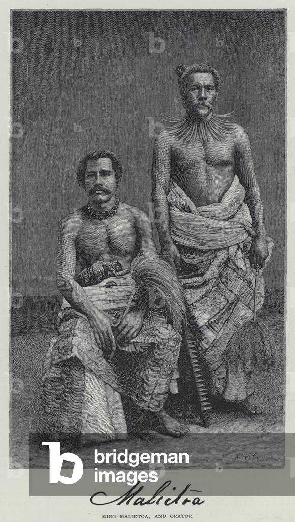 Samoa, King Malietoa, and Orator (b/w photo)