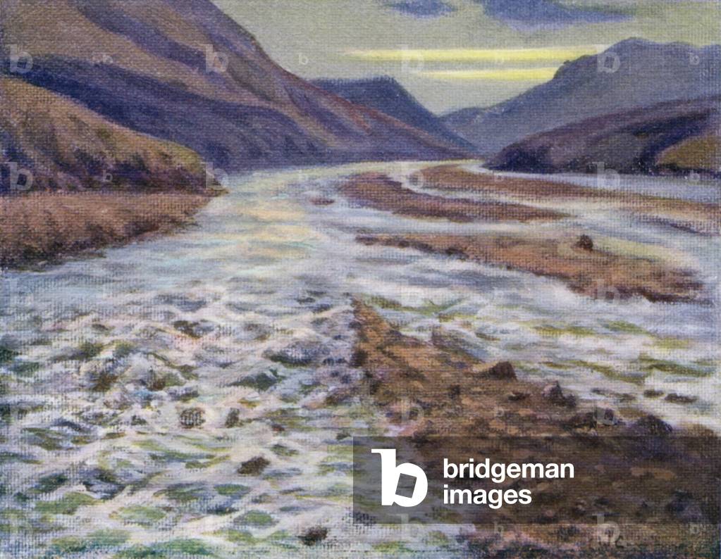 Mendoza River (colour litho)