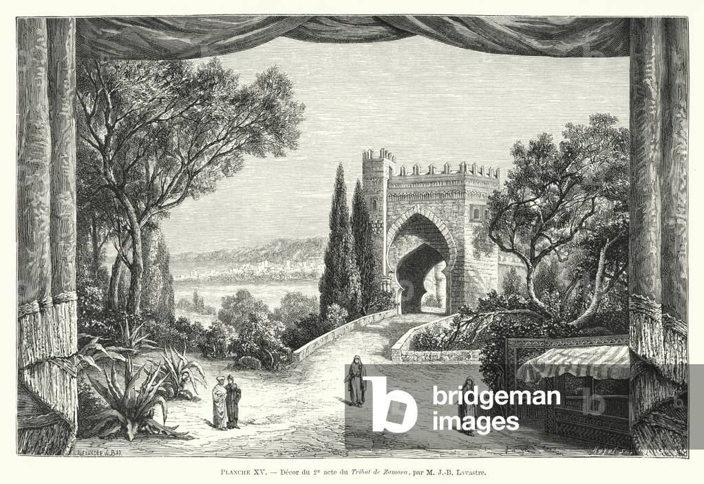 Decor du 2e acte du Tribut de Zamora, par M J-B Lavastre (engraving)