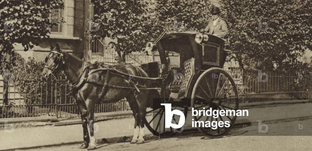 One of the last London Hansom cabs (b/w photo)