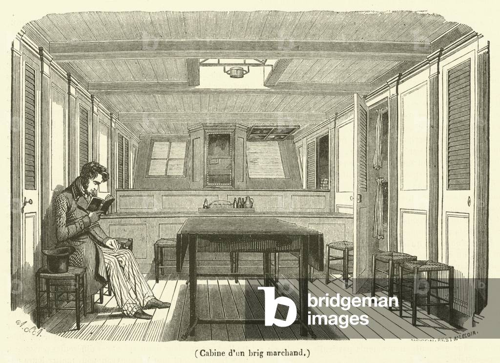 Cabine d'un brig marchand (engraving)