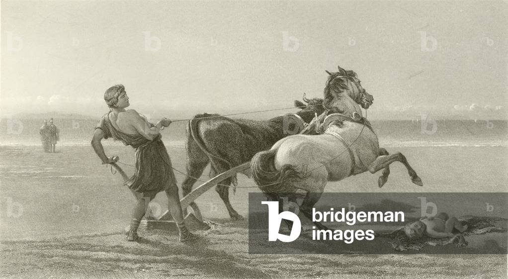 Ulysses ploughing the sea shore (gravure)