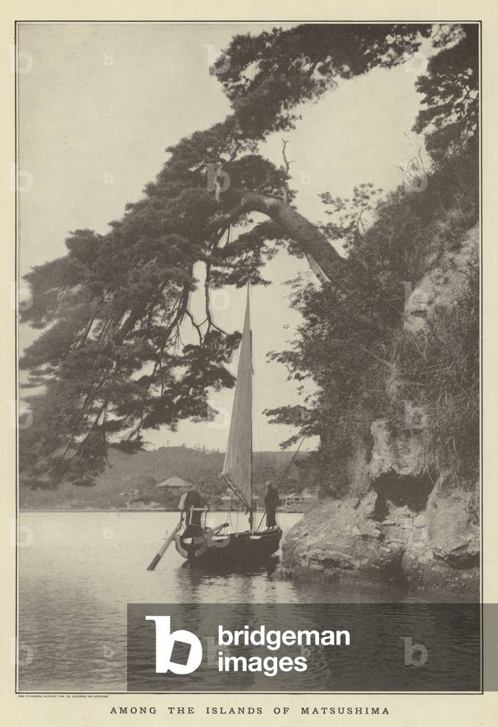 Among the islands of Matsushima (b/w photo)