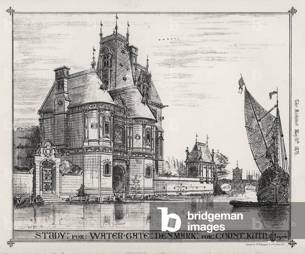 Study for Water Gate, Denmark for Count Kuth (engraving)